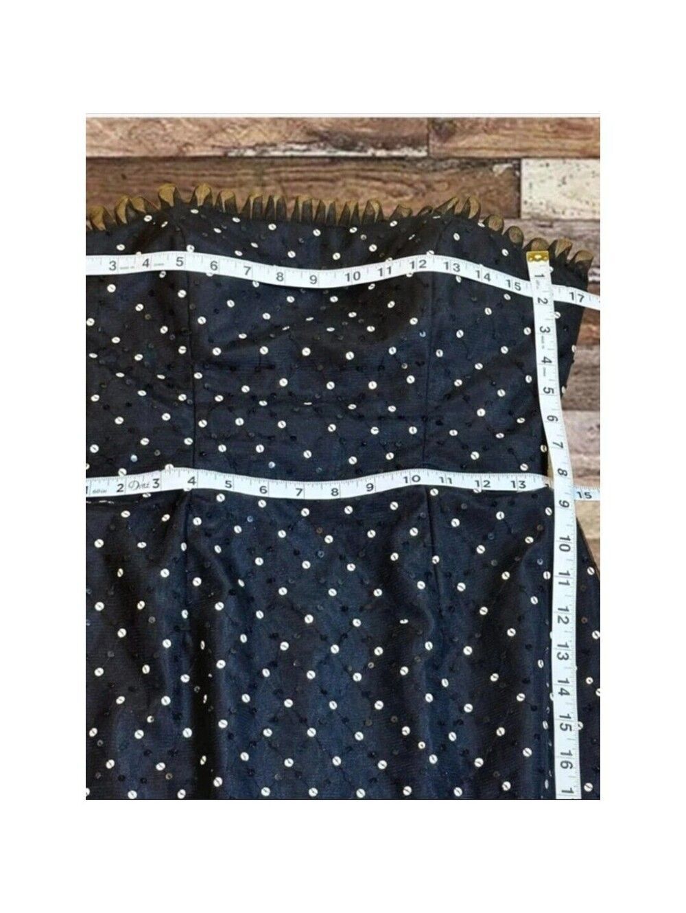 Vintage Y2K Strapless Sequin Mermaid Gown Black Tulle Formal Dress sz 10 - Picture 8 of 10